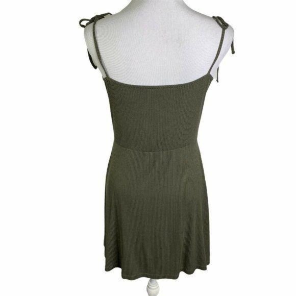 Topshop  Ribbed Button Up Tie Shoulders Mini Dress - Picture 8 of 10